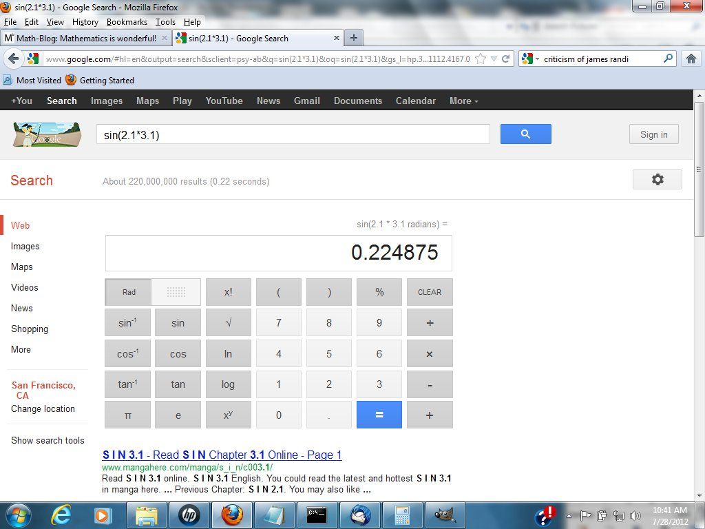 Google Scientific Calculator Full Screen Capture