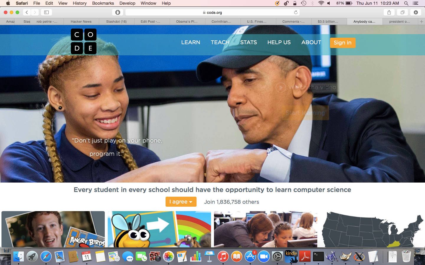 President Obama with Minority Child on Code.Org Website
